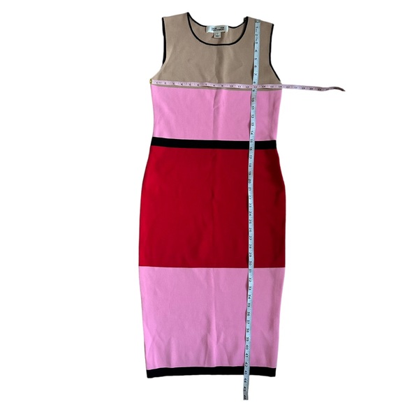 Diane Von Furstenberg DVF Color Block Knit Dress Midi Womens Size Large - Picture 5 of 7